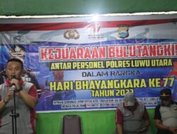 Dalam Rangka Hari Bhayangkara ke–77, Kapolres Luwu Utara Buka Turnamen Bulutangkis Antar Personel