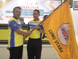 MINTA JAGA KEKOMPAKAN, AKBP GALIH INDRAGIRI RESMI LEPAS KONTINGEN BOLA VOLI LUWU UTARA KE KAPOLDA CUP 2023