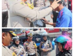 Operasi Zebra Pallawa 2023 di Kota Masamba, Polres Luwu Utara Bagikan Helm dan Cokelat Gratis