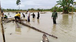 TNI dan Masyarakat Gotong Royong Perbaiki Tanggul Jebol di Desa Beringin Jaya