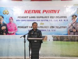 Bupati Selayar Kenal Pamit Pejabat Kapolres Lama AKBP. Ujang Darmawan. HS dan Kapolres Baru AKBP Adnan Pandibu