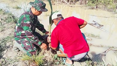 Koramil 1403-09/Sabbang Bersama Pemerintah Desa dan Masyarakat Tanam Pohon