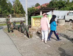 Koramil 1403-09/Sabbang Gelar Karya Bhakti Pembersihan Drainase di Marobo