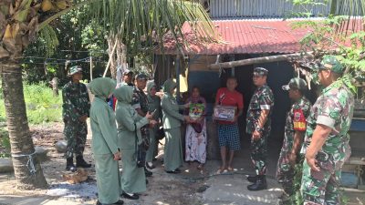 Koramil Sabbang Bagikan Sembako untuk Warga Kurang Mampu di HUT TNI