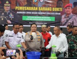 Polres Selayar Musnahkan 838 Gram Sabu, Nilai Ekonomi Capai Rp. 1.2 Miliar