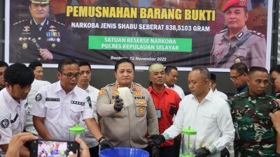Polres Selayar Musnahkan 838 Gram Sabu, Nilai Ekonomi Capai Rp. 1.2 Miliar