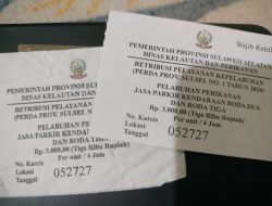 ‎Uji Coba Penarikan Retribusi Parkir PPI Bonehalang Dipertanyakan, Karcis Ganda Beredar di Lapangan
