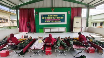 Kodim 1422/Maros Gelar Donor Darah Peringati HUT ke-69 Korem 141/Toddopuli