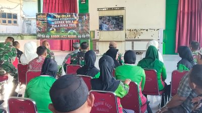 Kodim 1422/Maros Gelar Nobar Kebangsaan Semarakkan Piala Dunia di Aula Kodim