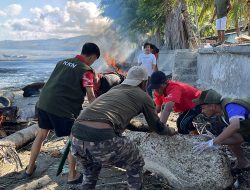 Peduli Lingkungan, Posko 45 KKN UNIMERZ Bersama Warga Dusun Pagarangan Gelar Kerja Bakti Pantai