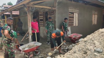 Wujud Kepedulian TNI, Koramil Sabbang Bedah Rumah Warga Desa Baebunta